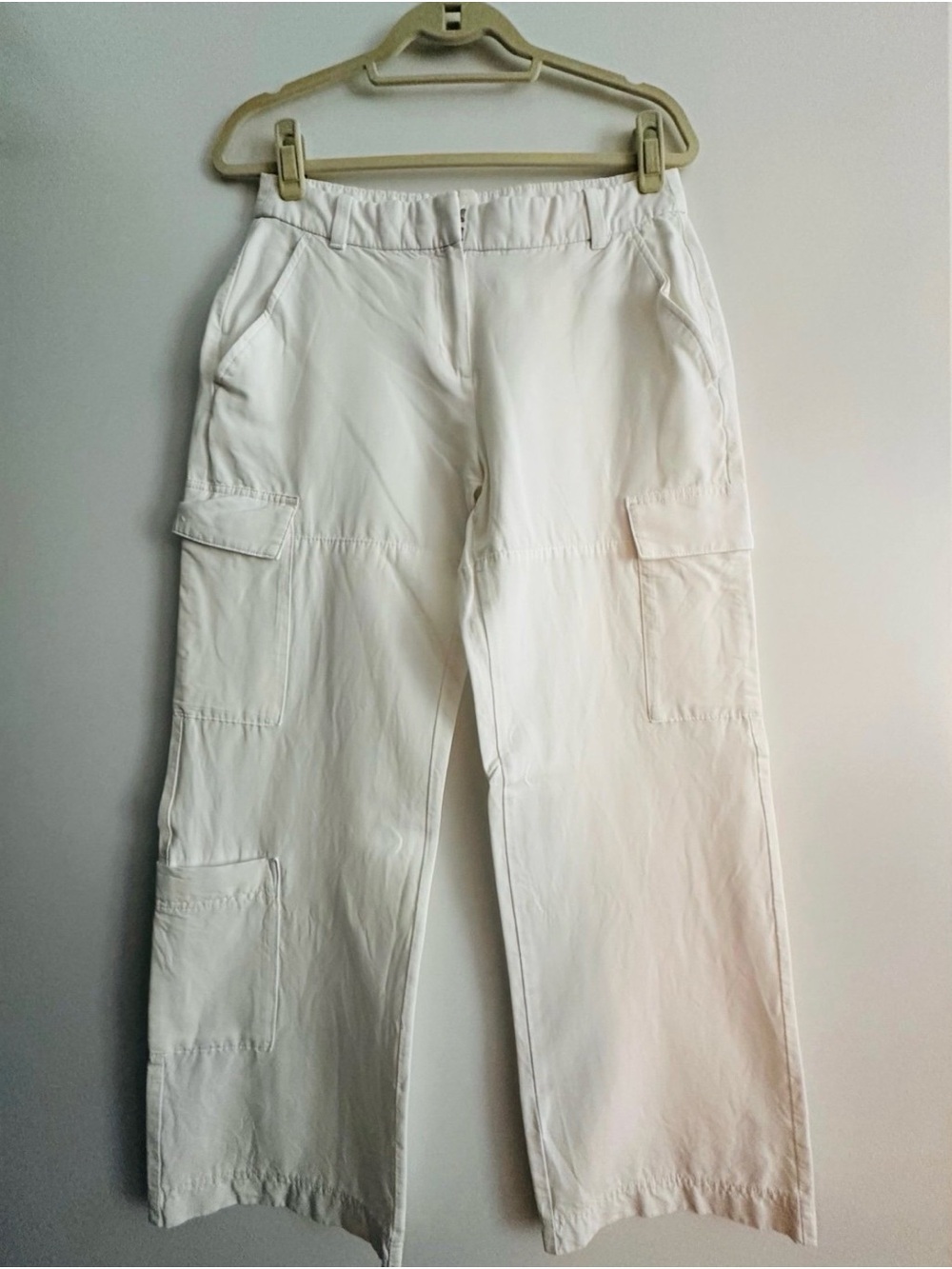 White Cargo Wide-Leg Pants